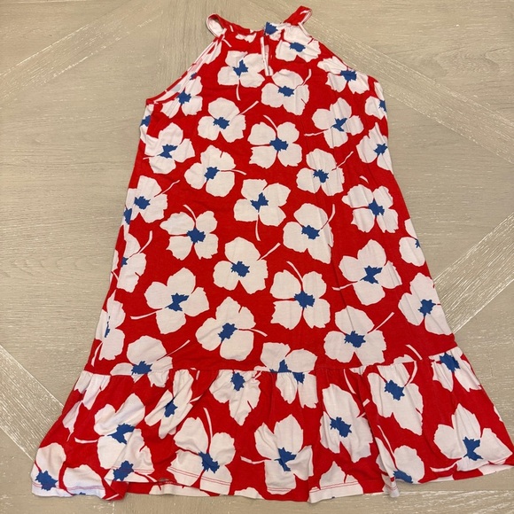 LOFT Red Blue and White Floral Mini Sun Dress - Picture 8 of 9